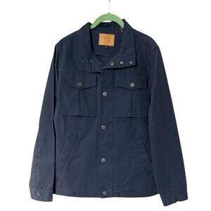 UGG Mens Cohen Waxed Cotton Zip and Button Front Jacket Navy Blue Size Small NEW